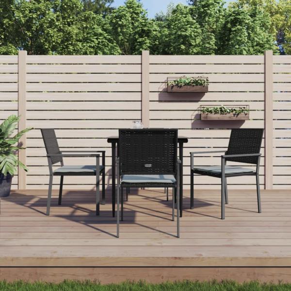 ARDEBO.de - 5-tlg. Garten-Essgruppe mit Kissen Poly Rattan und Stahl