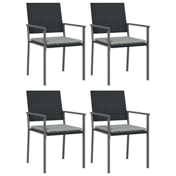 5-tlg. Garten-Essgruppe mit Kissen Poly Rattan und Stahl