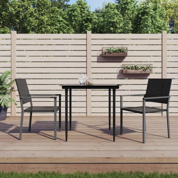 ARDEBO.de - 3-tlg. Garten-Essgruppe Poly Rattan und Stahl