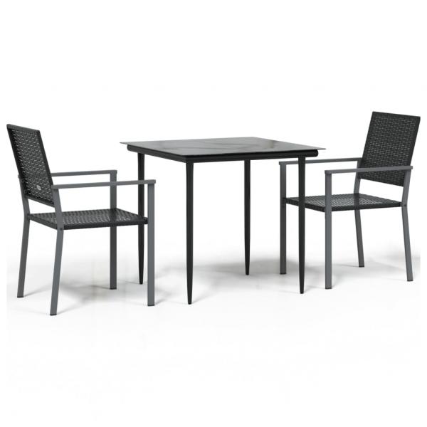 3-tlg. Garten-Essgruppe Poly Rattan und Stahl