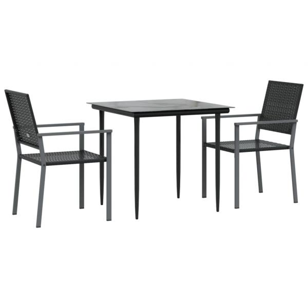 3-tlg. Garten-Essgruppe Poly Rattan und Stahl