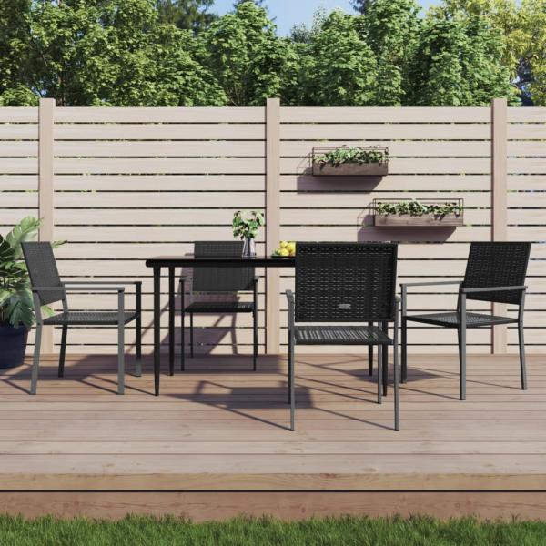 ARDEBO.de - 5-tlg. Garten-Essgruppe Poly Rattan und Stahl