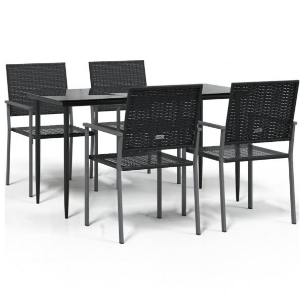 5-tlg. Garten-Essgruppe Poly Rattan und Stahl