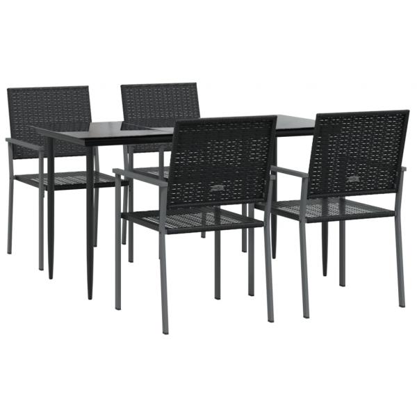 5-tlg. Garten-Essgruppe Poly Rattan und Stahl