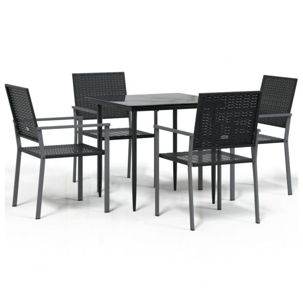 5-tlg. Garten-Essgruppe Poly Rattan und Stahl