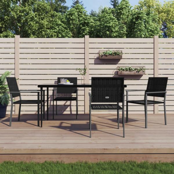 ARDEBO.de - 5-tlg. Garten-Essgruppe Poly Rattan und Stahl