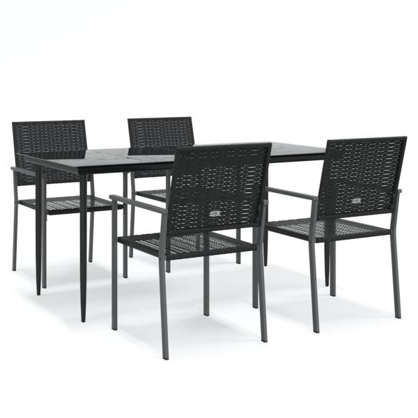 5-tlg. Garten-Essgruppe Poly Rattan und Stahl