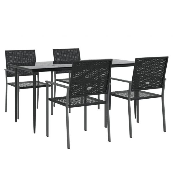 5-tlg. Garten-Essgruppe Poly Rattan und Stahl
