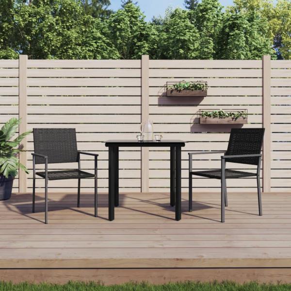 ARDEBO.de - 3-tlg. Garten-Essgruppe Poly Rattan und Stahl