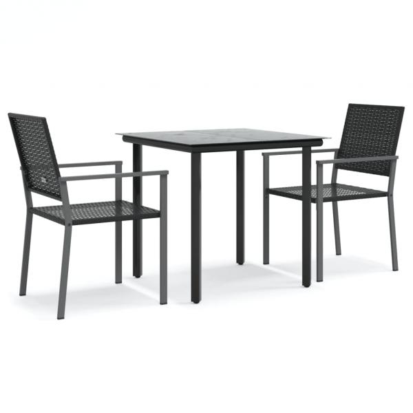 3-tlg. Garten-Essgruppe Poly Rattan und Stahl