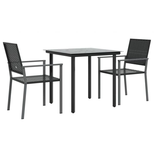 3-tlg. Garten-Essgruppe Poly Rattan und Stahl
