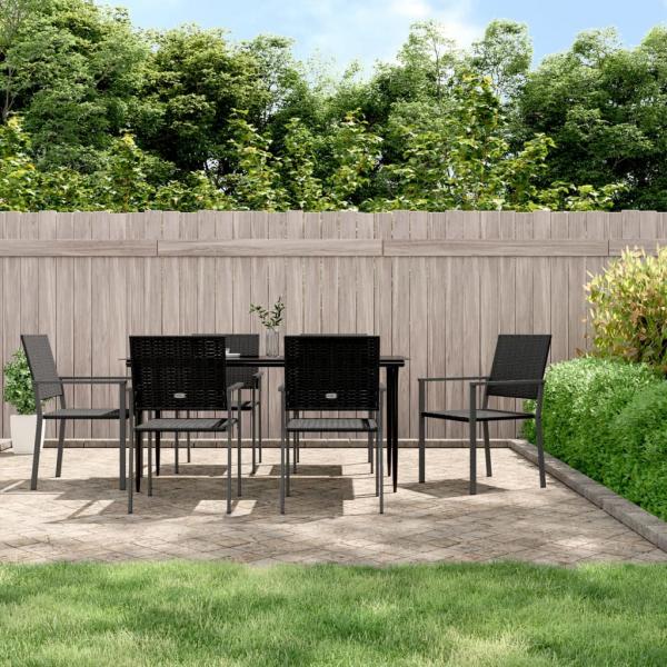 ARDEBO.de - 7-tlg. Garten-Essgruppe Poly Rattan und Stahl