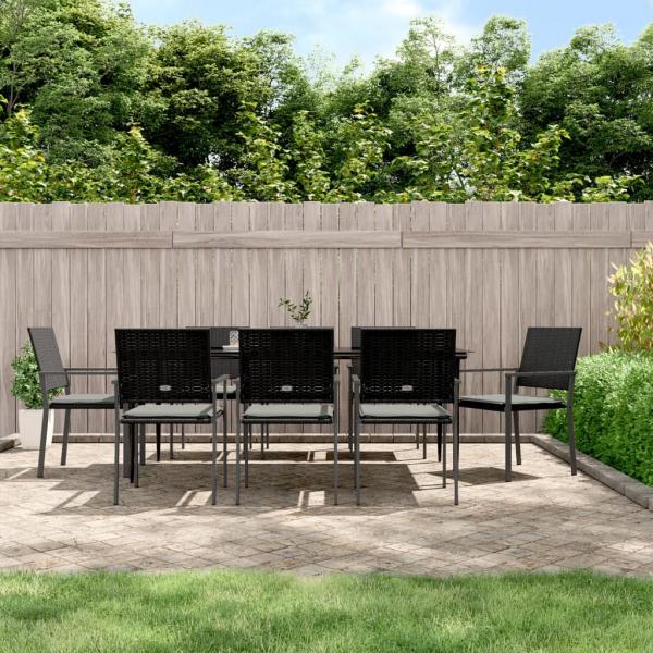 ARDEBO.de - 9-tlg. Garten-Essgruppe mit Kissen Poly Rattan und Stahl