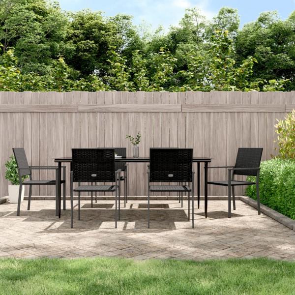 ARDEBO.de - 7-tlg. Garten-Essgruppe Poly Rattan und Stahl