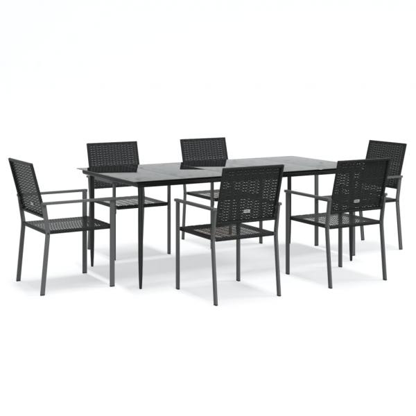 7-tlg. Garten-Essgruppe Poly Rattan und Stahl