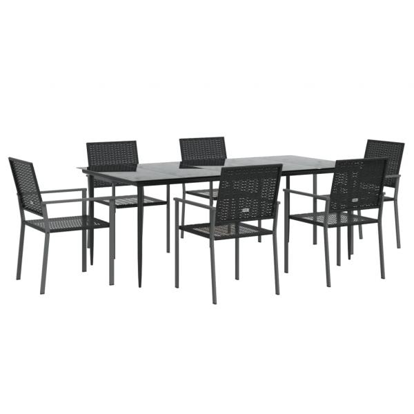 7-tlg. Garten-Essgruppe Poly Rattan und Stahl