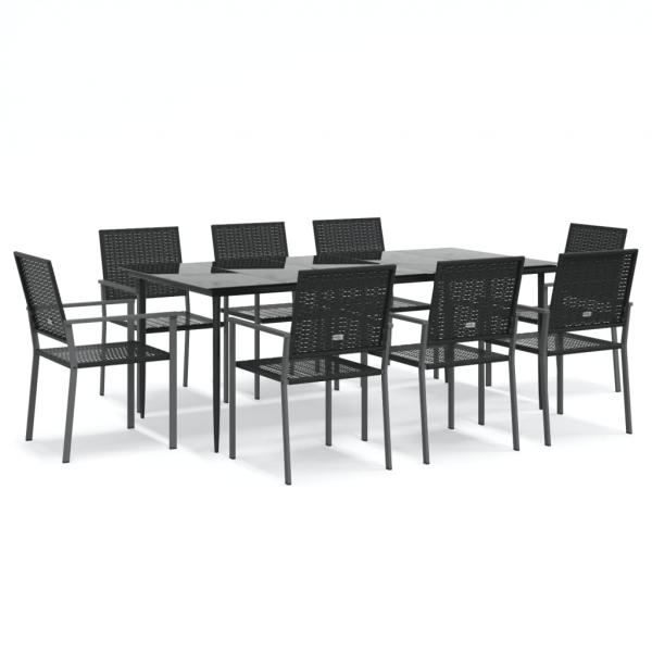 9-tlg. Garten-Essgruppe Poly Rattan und Stahl