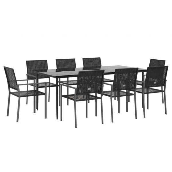 9-tlg. Garten-Essgruppe Poly Rattan und Stahl