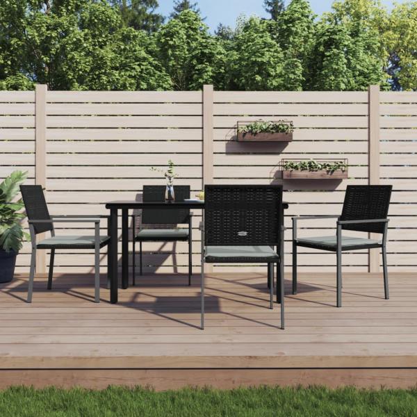 ARDEBO.de - 5-tlg. Garten-Essgruppe mit Kissen Poly Rattan und Stahl