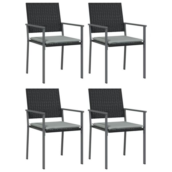5-tlg. Garten-Essgruppe mit Kissen Poly Rattan und Stahl