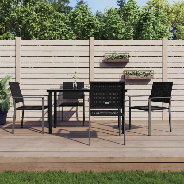 ARDEBO.de - 5-tlg. Garten-Essgruppe Poly Rattan und Stahl