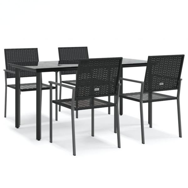 5-tlg. Garten-Essgruppe Poly Rattan und Stahl
