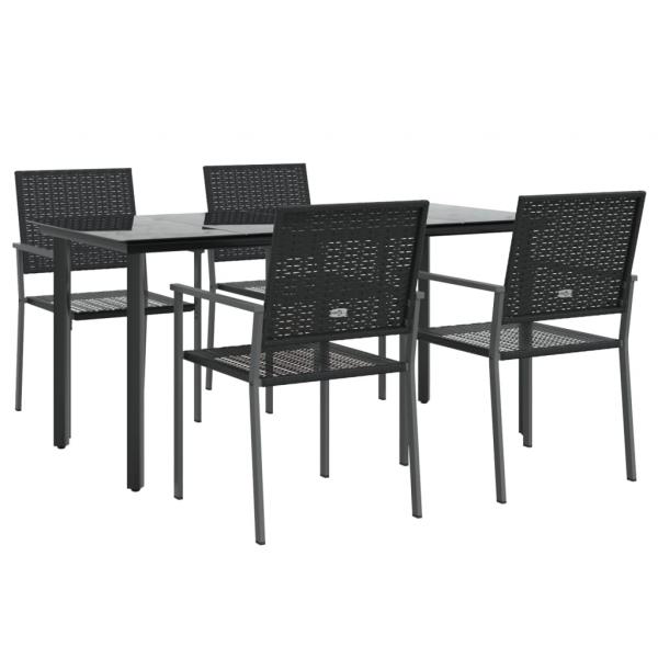 5-tlg. Garten-Essgruppe Poly Rattan und Stahl