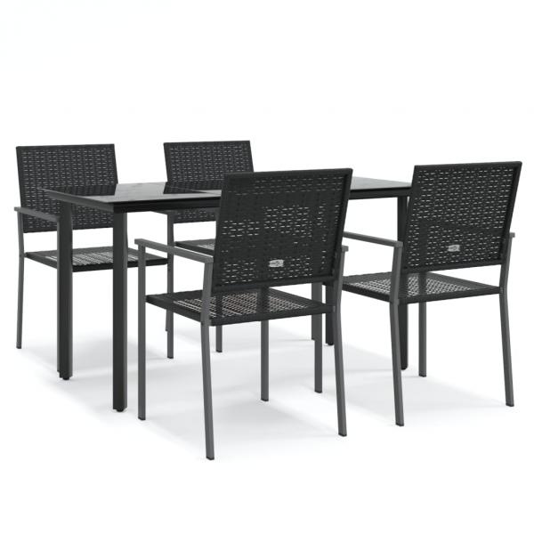 5-tlg. Garten-Essgruppe Poly Rattan und Stahl