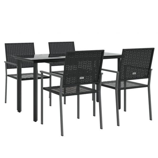 5-tlg. Garten-Essgruppe Poly Rattan und Stahl
