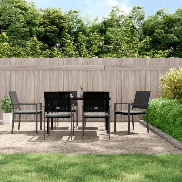 ARDEBO.de - 7-tlg. Garten-Essgruppe mit Kissen Poly Rattan und Stahl