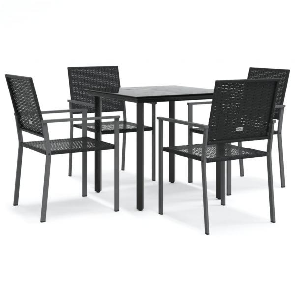 5-tlg. Garten-Essgruppe Poly Rattan und Stahl