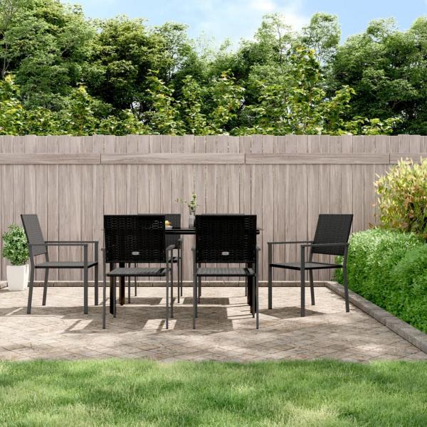 ARDEBO.de - 7-tlg. Garten-Essgruppe Poly Rattan und Stahl