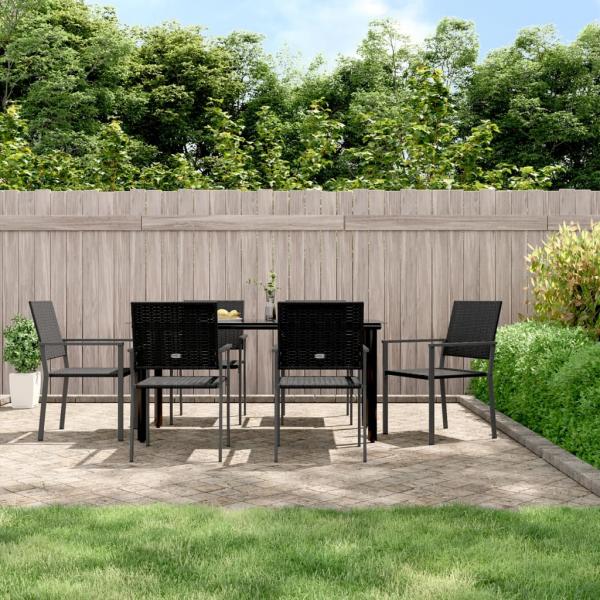 ARDEBO.de - 7-tlg. Garten-Essgruppe Poly Rattan und Stahl