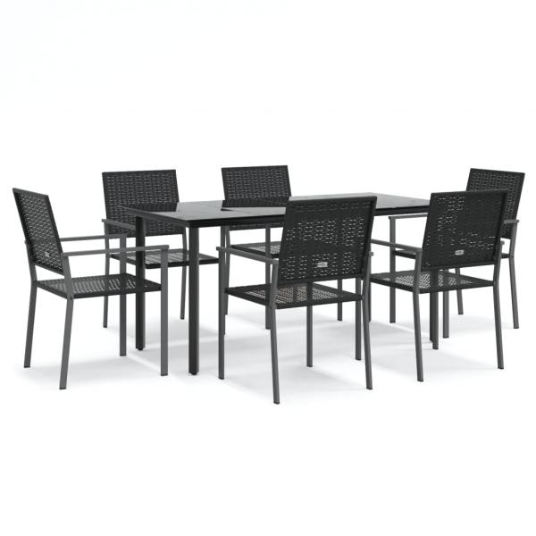 7-tlg. Garten-Essgruppe Poly Rattan und Stahl