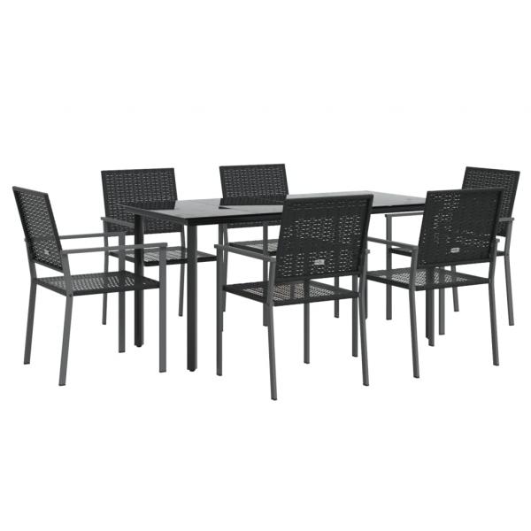 7-tlg. Garten-Essgruppe Poly Rattan und Stahl