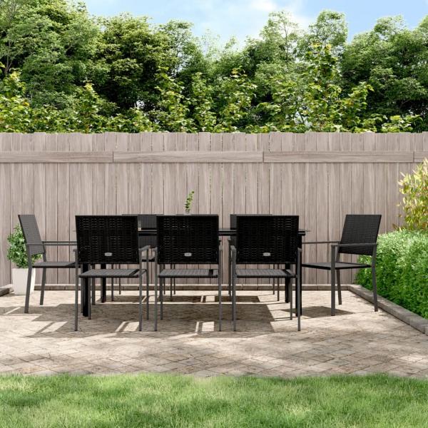 ARDEBO.de - 9-tlg. Garten-Essgruppe Poly Rattan und Stahl