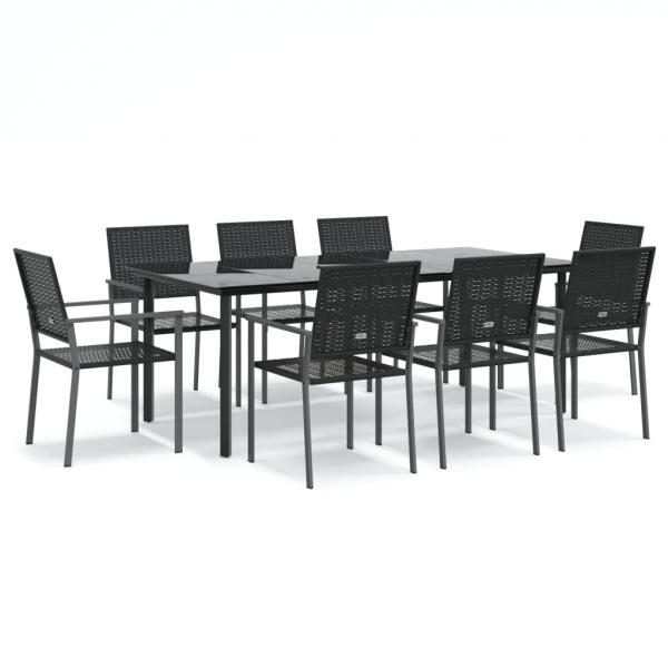 9-tlg. Garten-Essgruppe Poly Rattan und Stahl