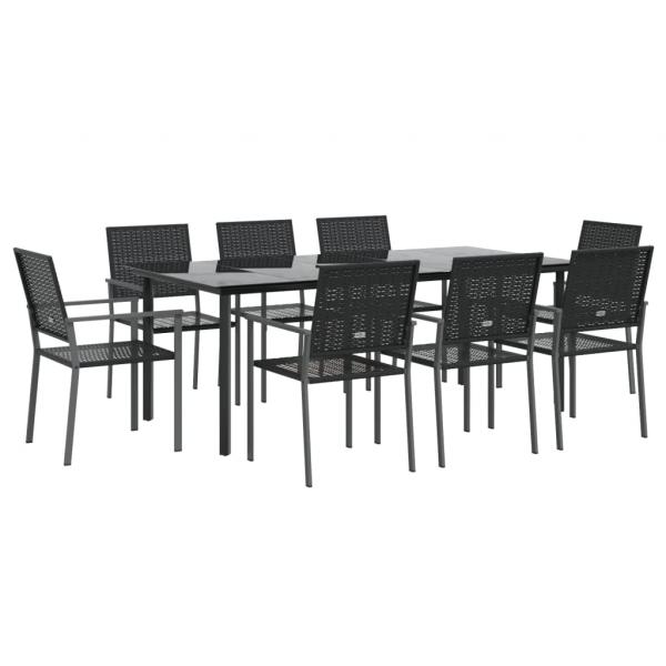 9-tlg. Garten-Essgruppe Poly Rattan und Stahl