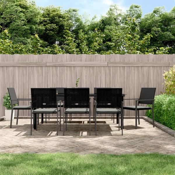 ARDEBO.de - 9-tlg. Garten-Essgruppe mit Kissen Poly Rattan und Stahl