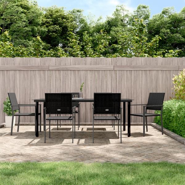 ARDEBO.de - 7-tlg. Garten-Essgruppe Poly Rattan und Stahl
