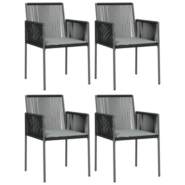 5-tlg. Garten-Essgruppe mit Kissen Schwarz Poly Rattan & Stahl
