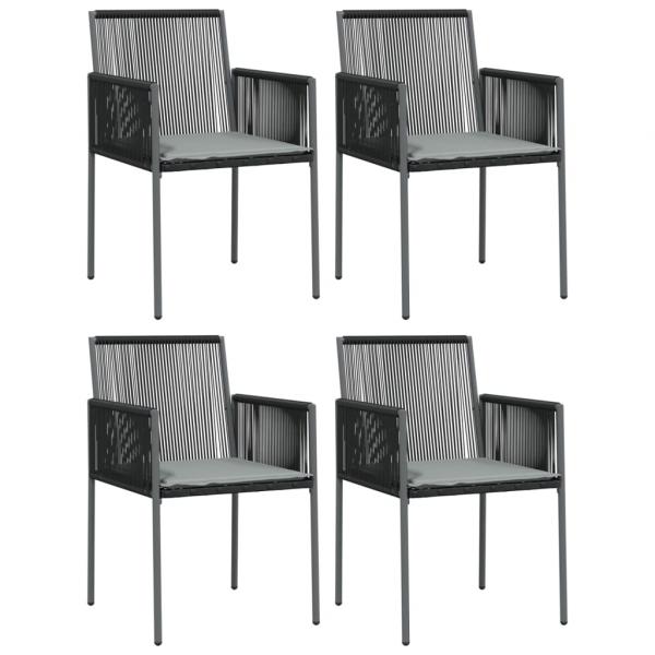 5-tlg. Garten-Essgruppe mit Kissen Schwarz Poly Rattan & Stahl
