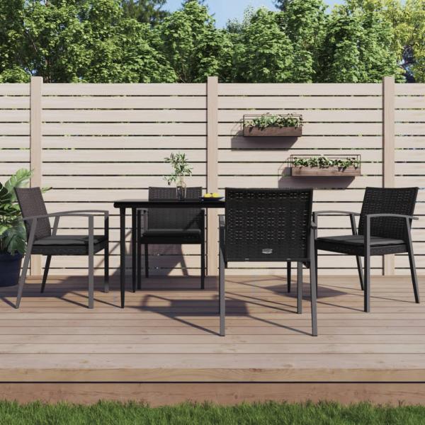 ARDEBO.de - Gartenstühle mit Kissen 4 Stk. Schwarz 56,5x57x83cm Poly Rattan