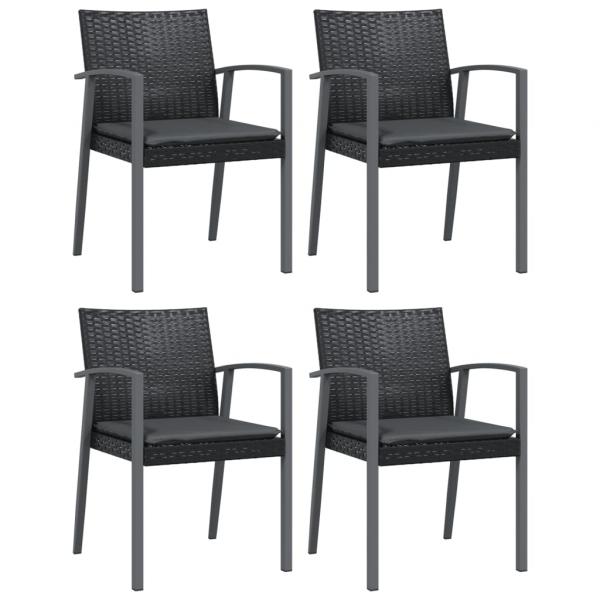 Gartenstühle mit Kissen 4 Stk. Schwarz 56,5x57x83cm Poly Rattan
