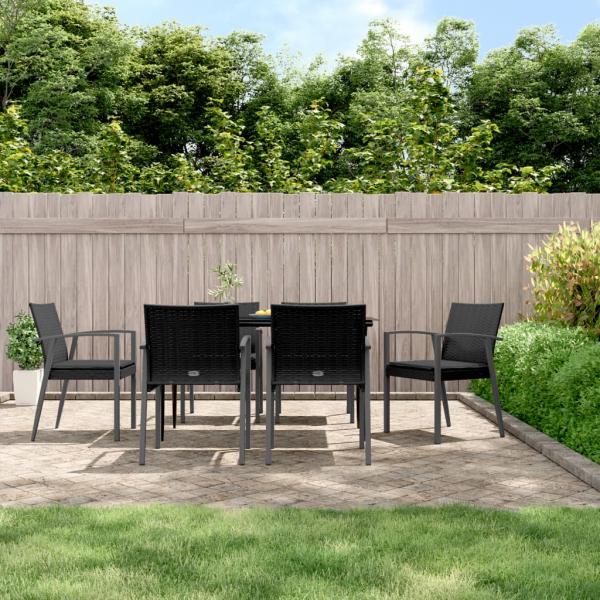 ARDEBO.de - Gartenstühle mit Kissen 6 Stk. Schwarz 56,5x57x83cm Poly Rattan