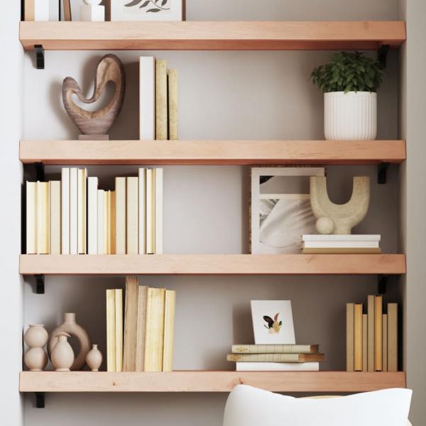 ARDEBO.de - Wandregal 100x30x(2-6) cm Massivholz Eiche Unbehandelt