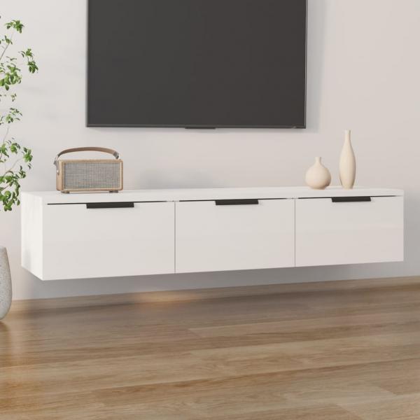 Wandschrank Hochglanz-Weiß 102x30x20 cm Holzwerkstoff