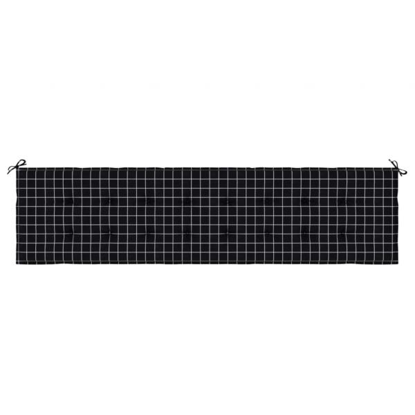 Gartenbank-Auflage Schwarz Karomuster 200x50x3 cm Stoff