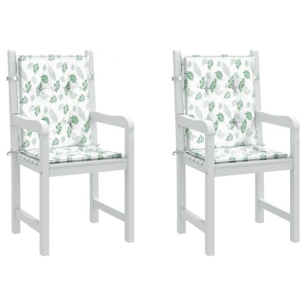 ARDEBO.de - Niedriglehner-Auflagen 2 Stk. Blattmuster Stoff