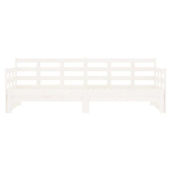 Tagesbett Ausziehbar Weiß Massivholz Kiefer 2x(90x200) cm